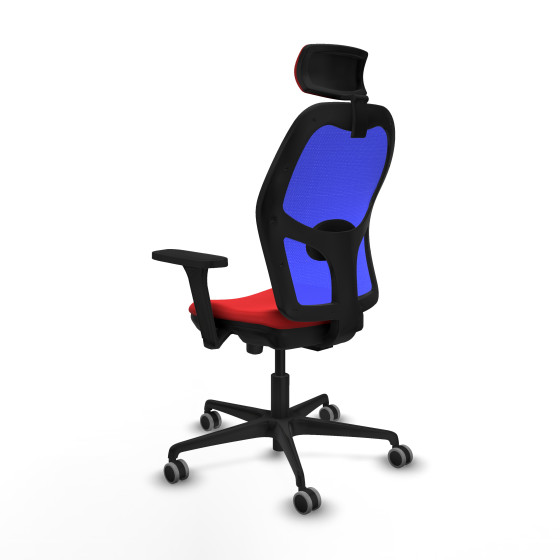 Jorquera traslack malla azul similpiel rojo brazos 3D base nailon cabecero 2D ruedas 65mm engomada