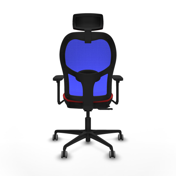 Jorquera traslack malla azul similpiel rojo brazos 3D base nailon cabecero 2D ruedas 65mm engomada