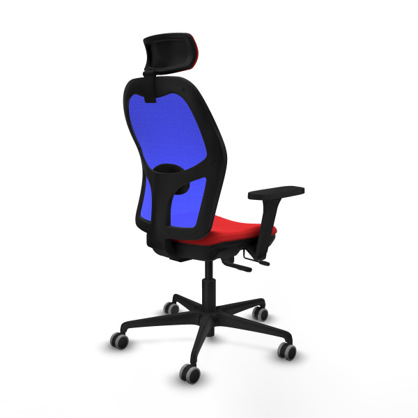 Jorquera traslack malla azul similpiel rojo brazos 3D base nailon cabecero 2D ruedas 65mm engomada