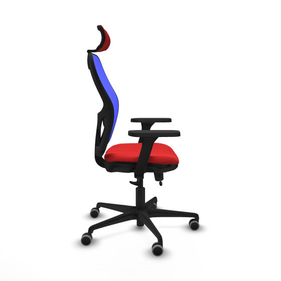 Jorquera traslack malla azul similpiel rojo brazos 3D base nailon cabecero 2D ruedas 65mm engomada