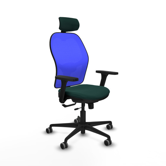 Jorquera traslack malla azul similpiel verde botella brazos 3D base nailon cabecero 2D ruedas 65mm engomada