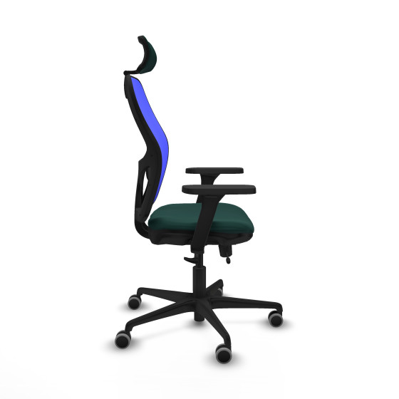 Jorquera traslack malla azul similpiel verde botella brazos 3D base nailon cabecero 2D ruedas 65mm engomada