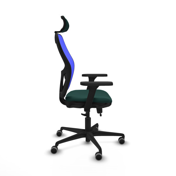 Jorquera traslack malla azul similpiel verde botella brazos 3D base nailon cabecero 2D ruedas 65mm engomada