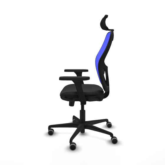 Jorquera traslack malla azul similpiel negro brazos 3D base nailon cabecero 2D ruedas 65mm engomada