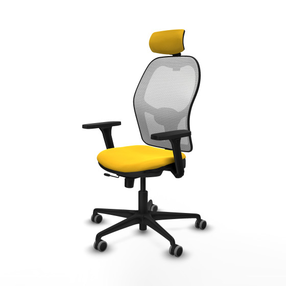 Jorquera traslack malla blanca similpiel amarillo brazos 3D base nailon cabecero 2D ruedas 65mm engomada