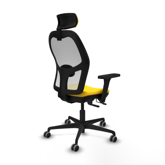 Jorquera traslack malla blanca similpiel amarillo brazos 3D base nailon cabecero 2D ruedas 65mm engomada