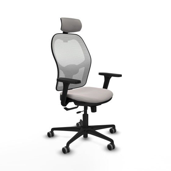 Jorquera traslack malla blanca similpiel blanco brazos 3D base nailon cabecero 2D ruedas 65mm engomada