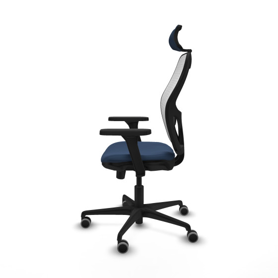 Jorquera traslack malla blanca similpiel azul marino brazos 3D base nailon cabecero 2D ruedas 65mm engomada