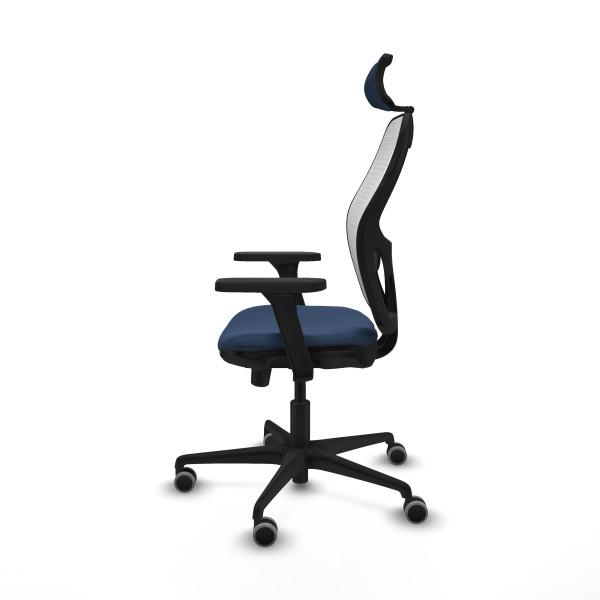 Jorquera traslack malla blanca similpiel azul marino brazos 3D base nailon cabecero 2D ruedas 65mm engomada