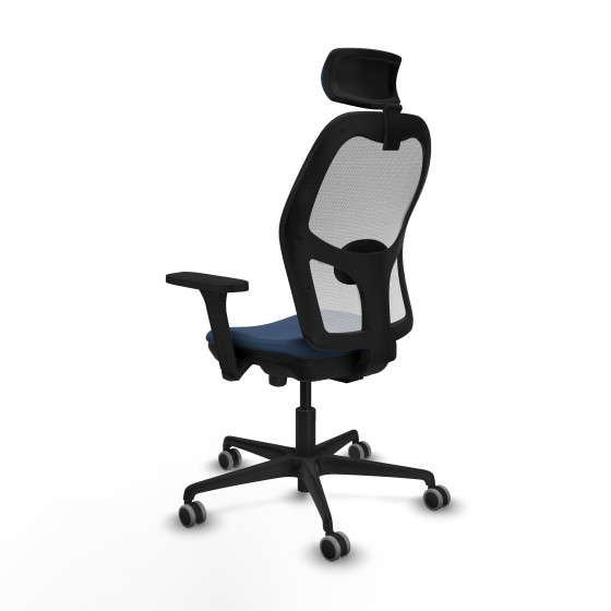 Jorquera traslack malla blanca similpiel azul marino brazos 3D base nailon cabecero 2D ruedas 65mm engomada