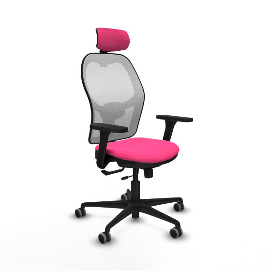 Jorquera traslack malla blanca similpiel rosa brazos 3D base nailon cabecero 2D ruedas 65mm engomada