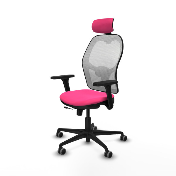 Jorquera traslack malla blanca similpiel rosa brazos 3D base nailon cabecero 2D ruedas 65mm engomada
