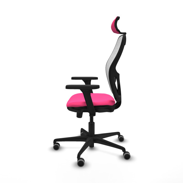 Jorquera traslack malla blanca similpiel rosa brazos 3D base nailon cabecero 2D ruedas 65mm engomada