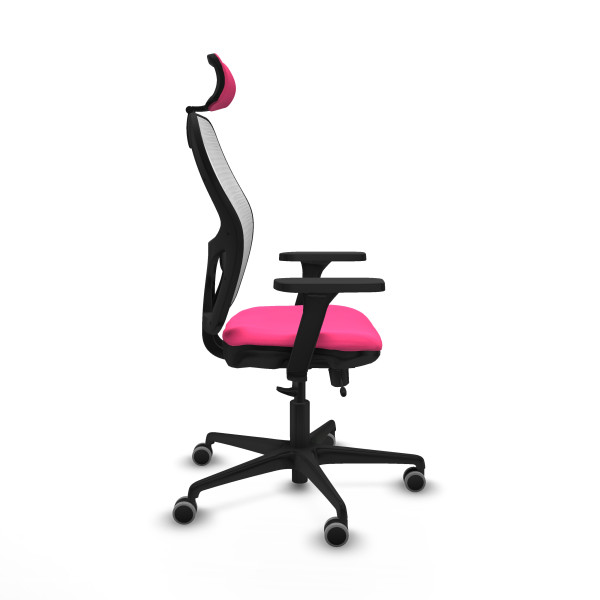 Jorquera traslack malla blanca similpiel rosa brazos 3D base nailon cabecero 2D ruedas 65mm engomada