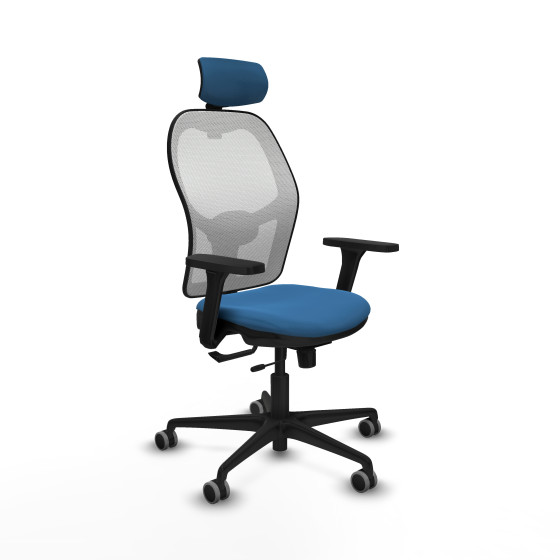 Jorquera traslack malla blanca similpiel azul claro brazos 3D base nailon cabecero 2D ruedas 65mm engomada