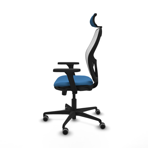 Jorquera traslack malla blanca similpiel azul claro brazos 3D base nailon cabecero 2D ruedas 65mm engomada
