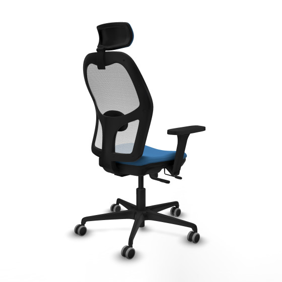 Jorquera traslack malla blanca similpiel azul claro brazos 3D base nailon cabecero 2D ruedas 65mm engomada