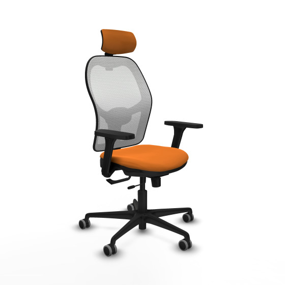 Jorquera traslack malla blanca similpiel naranja brazos 3D base nailon cabecero 2D ruedas 65mm engomada
