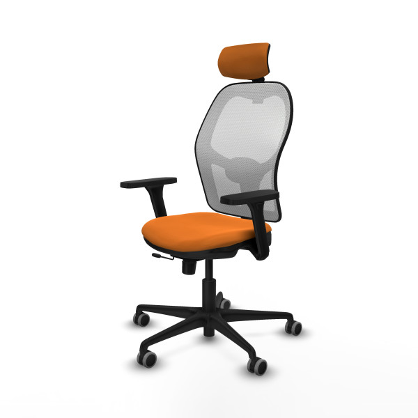 Jorquera traslack malla blanca similpiel naranja brazos 3D base nailon cabecero 2D ruedas 65mm engomada
