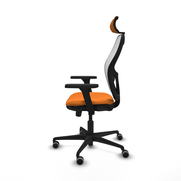 Jorquera traslack malla blanca similpiel naranja brazos 3D base nailon cabecero 2D ruedas 65mm engomada