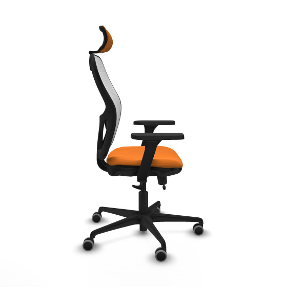 Jorquera traslack malla blanca similpiel naranja brazos 3D base nailon cabecero 2D ruedas 65mm engomada