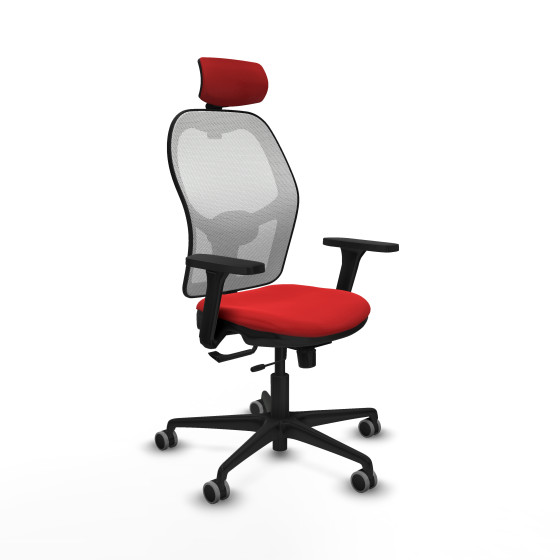 Jorquera traslack malla blanca similpiel rojo brazos 3D base nailon cabecero 2D ruedas 65mm engomada