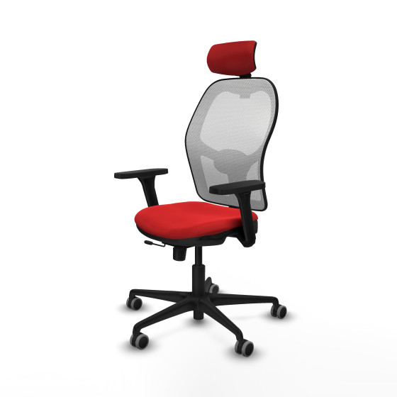Jorquera traslack malla blanca similpiel rojo brazos 3D base nailon cabecero 2D ruedas 65mm engomada
