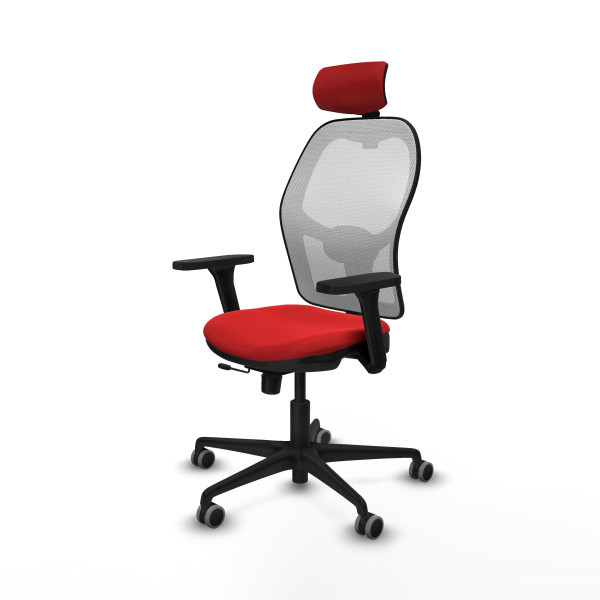 Jorquera traslack malla blanca similpiel rojo brazos 3D base nailon cabecero 2D ruedas 65mm engomada