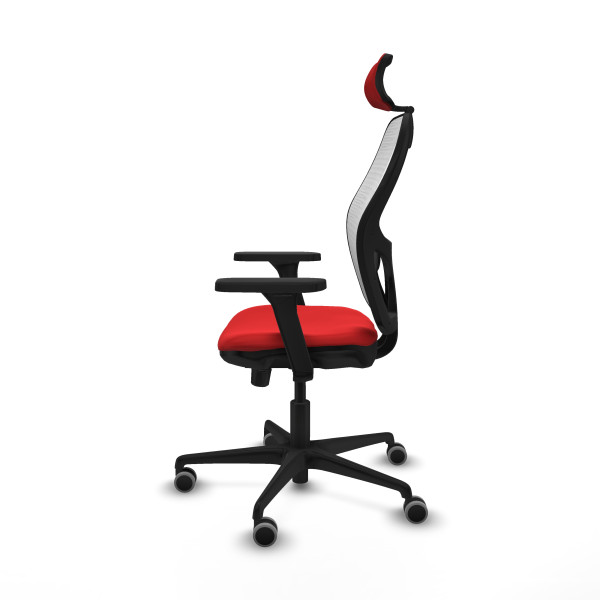 Jorquera traslack malla blanca similpiel rojo brazos 3D base nailon cabecero 2D ruedas 65mm engomada