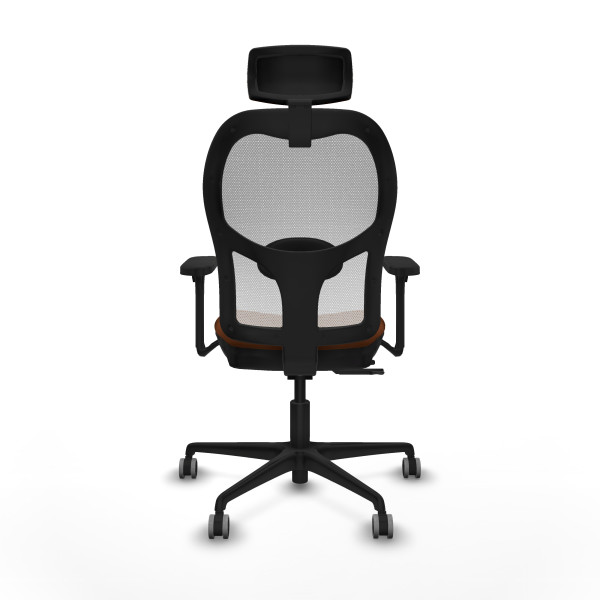 Jorquera traslack malla blanca similpiel marrón brazos 3D base nailon cabecero 2D ruedas 65mm engomada