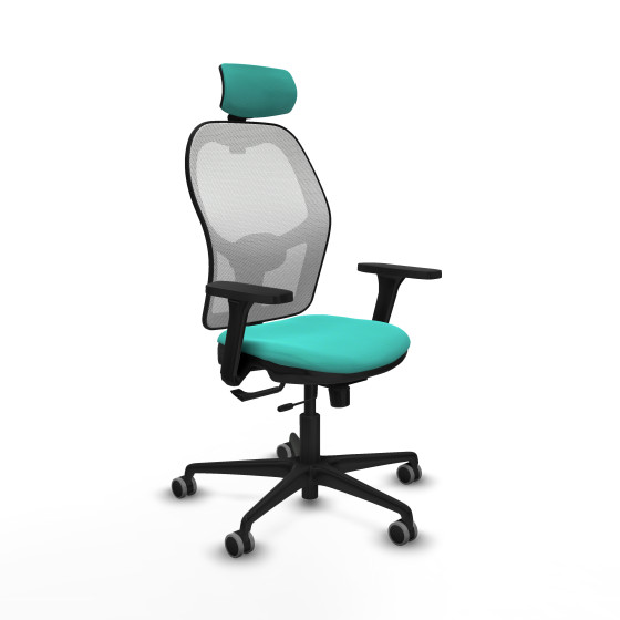 Jorquera traslack malla blanca similpiel turquesa brazos 3D base nailon cabecero 2D ruedas 65mm engomada