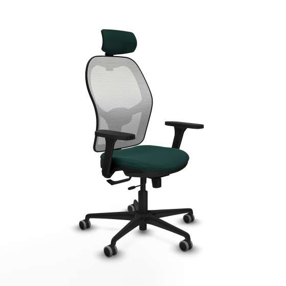 Jorquera traslack malla blanca similpiel verde botella brazos 3D base nailon cabecero 2D ruedas 65mm engomada