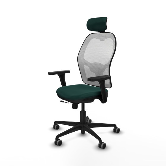 Jorquera traslack malla blanca similpiel verde botella brazos 3D base nailon cabecero 2D ruedas 65mm engomada