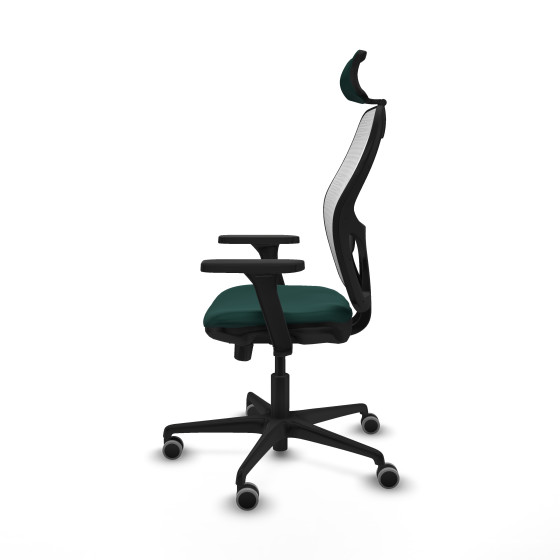 Jorquera traslack malla blanca similpiel verde botella brazos 3D base nailon cabecero 2D ruedas 65mm engomada