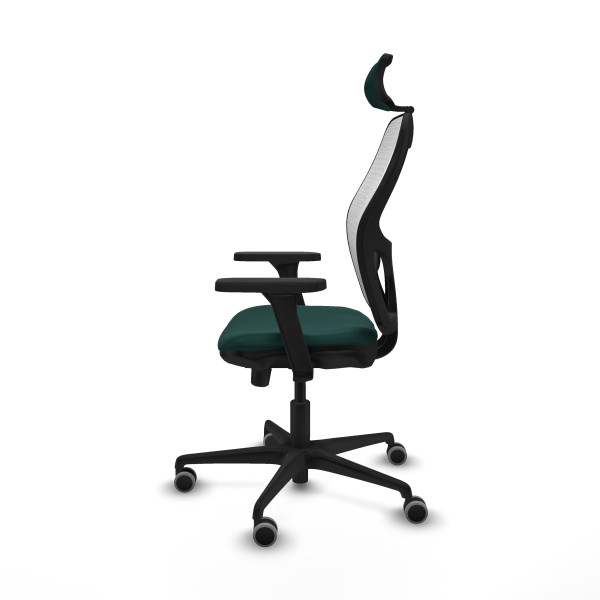 Jorquera traslack malla blanca similpiel verde botella brazos 3D base nailon cabecero 2D ruedas 65mm engomada