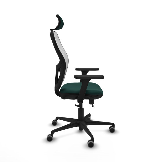 Jorquera traslack malla blanca similpiel verde botella brazos 3D base nailon cabecero 2D ruedas 65mm engomada