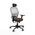 Jorquera traslack malla blanca similpiel marrón oscuro brazos 3D base nailon cabecero 2D ruedas 65mm engomada