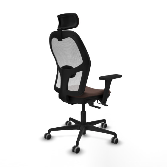 Jorquera traslack malla blanca similpiel marrón oscuro brazos 3D base nailon cabecero 2D ruedas 65mm engomada