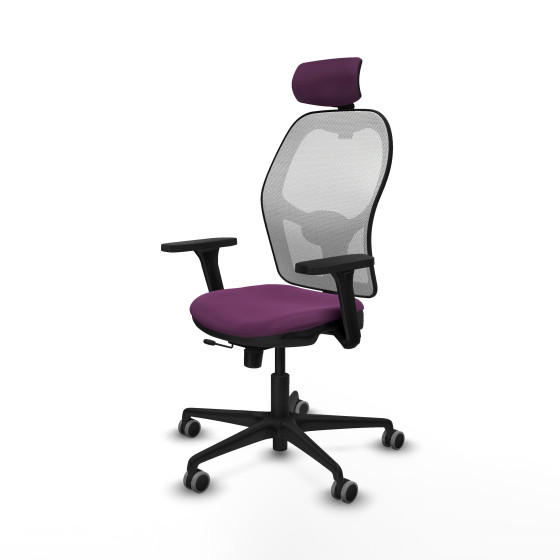 Jorquera traslack malla blanca similpiel morado brazos 3D base nailon cabecero 2D ruedas 65mm engomada