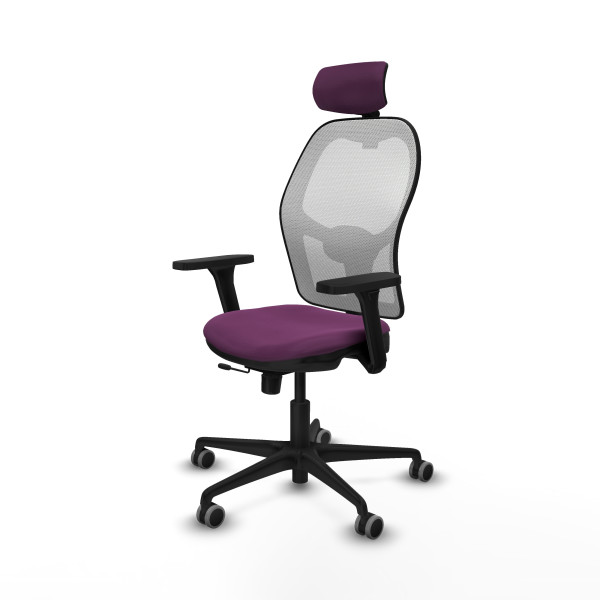 Jorquera traslack malla blanca similpiel morado brazos 3D base nailon cabecero 2D ruedas 65mm engomada
