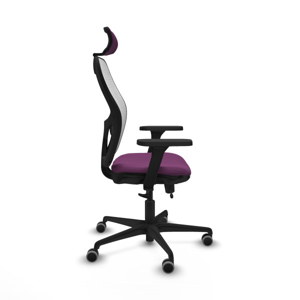 Jorquera traslack malla blanca similpiel morado brazos 3D base nailon cabecero 2D ruedas 65mm engomada
