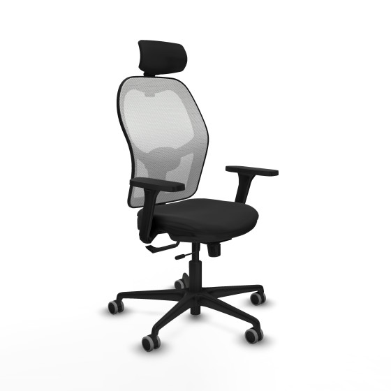 Jorquera traslack malla blanca similpiel negro brazos 3D base nailon cabecero 2D ruedas 65mm engomada