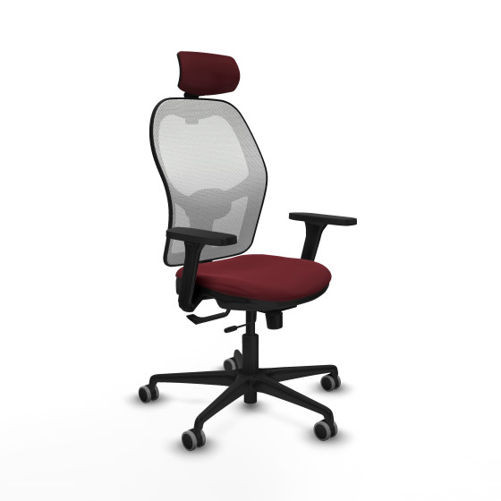 Jorquera traslack malla blanca similpiel granate brazos 3D base nailon cabecero 2D ruedas 65mm engomada