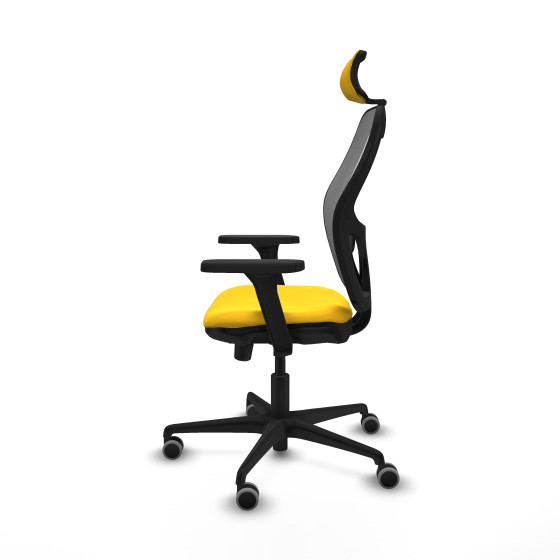 Jorquera traslack malla gris similpiel amarillo brazos 3D base nailon cabecero 2D ruedas 65mm engomada