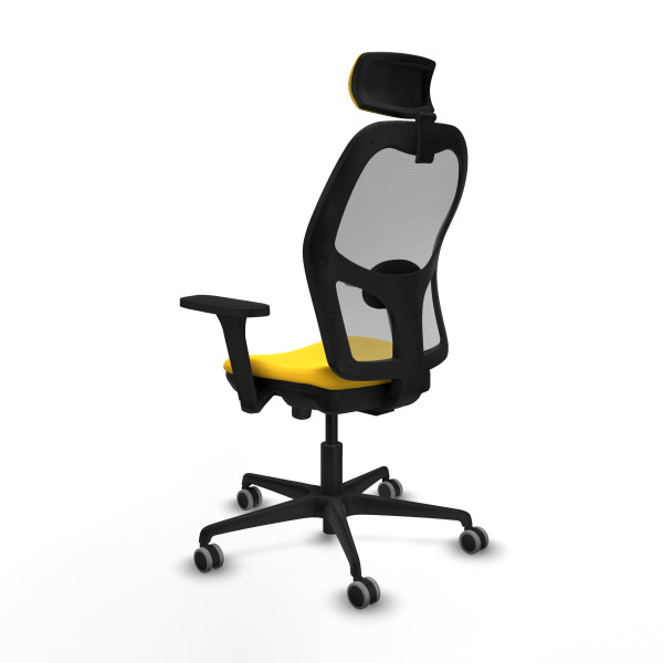 Jorquera traslack malla gris similpiel amarillo brazos 3D base nailon cabecero 2D ruedas 65mm engomada