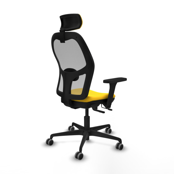 Jorquera traslack malla gris similpiel amarillo brazos 3D base nailon cabecero 2D ruedas 65mm engomada