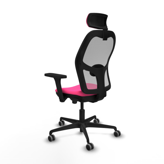 Jorquera traslack malla gris similpiel rosa brazos 3D base nailon cabecero 2D ruedas 65mm engomada