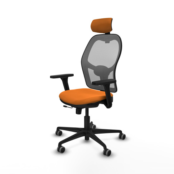 Jorquera traslack malla gris similpiel naranja brazos 3D base nailon cabecero 2D ruedas 65mm engomada