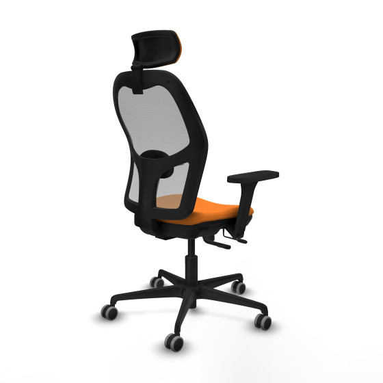 Jorquera traslack malla gris similpiel naranja brazos 3D base nailon cabecero 2D ruedas 65mm engomada