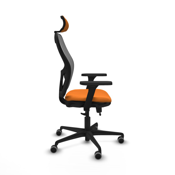 Jorquera traslack malla gris similpiel naranja brazos 3D base nailon cabecero 2D ruedas 65mm engomada